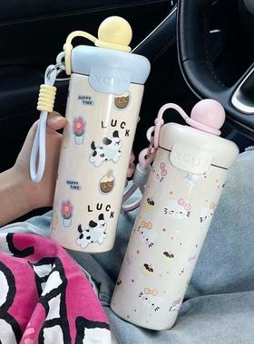 316不锈钢内底浮球保温杯大容量便携咖啡杯卡通创意学生吸管杯子