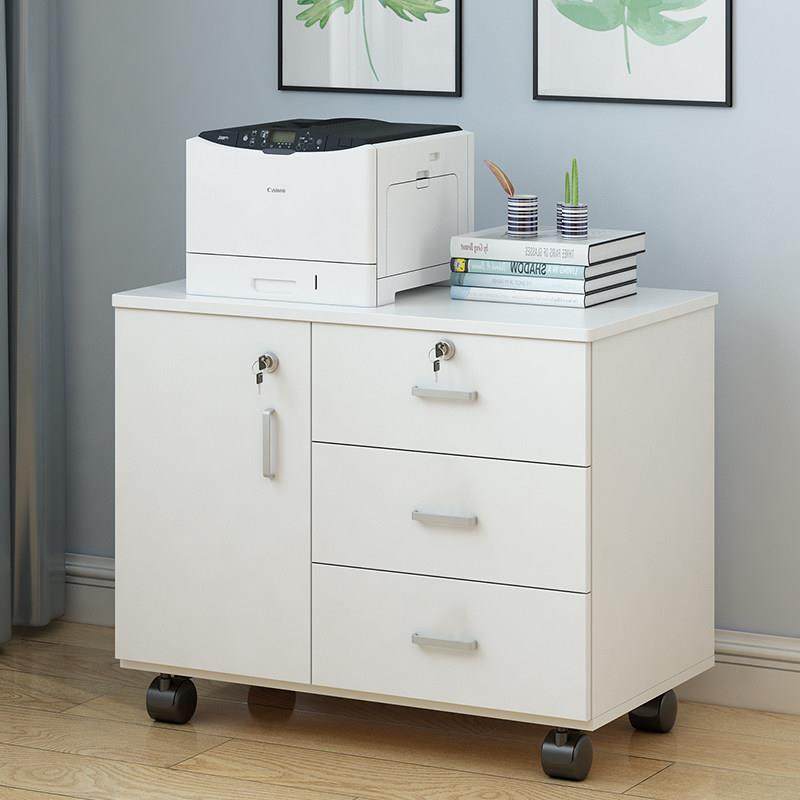 木质办公文件柜子资料柜桌下移动矮柜带锁三抽屉储物柜活动小推柜