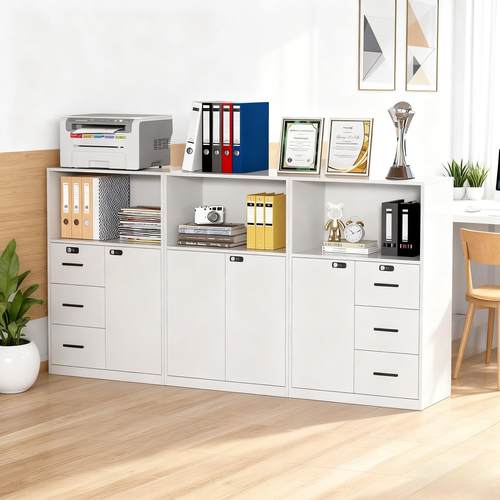 办公室铁质文件柜隔断矮柜桌下小柜子资料档案柜打印机组合收纳柜