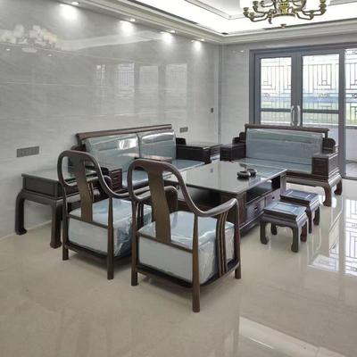 实木沙发茶几组合现代简约新中式北美黑胡桃木高端客厅沙发家具