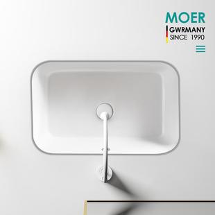 MOER陶瓷圆弧角加深24寸平底600长400宽卫生间洗手洗脸盆台盆家用
