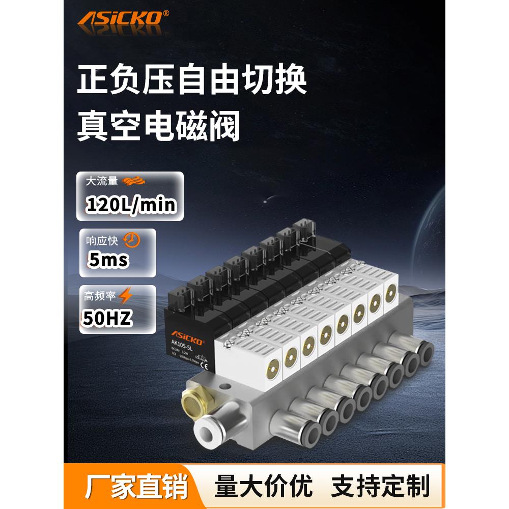 10mm两位三通大流量直动式电磁阀正负压通用AK105 3QRB VQD112