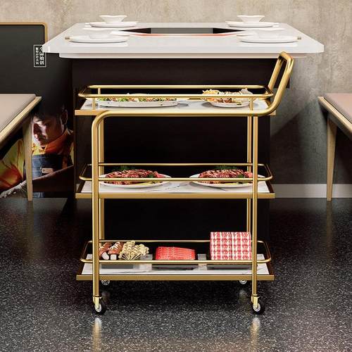 商用移动万向轮子高级送餐车蛋糕酒水小推车网红酒店酒吧三层收纳