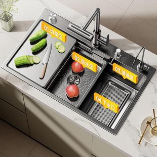 诺米官方5mm加厚厨房洗菜盆大单槽家用304不锈钢水槽洗碗槽台下盆