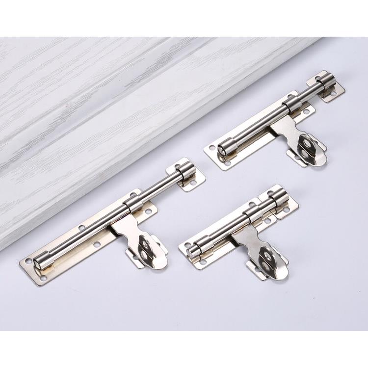 不锈钢普通明插销门锁扣木门窗闩左右带挂锁加厚老式防盗门栓门扣