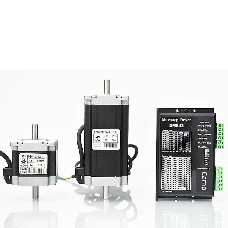 混合式双出轴57步进电机套装DM542驱动器1.2NM1.8NM2NM2.4NM2.8NM