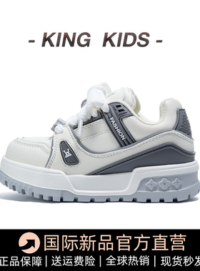 儿童运动鞋2026春秋季新款男童鞋子老爹鞋轻便皮面透气女童休闲鞋
