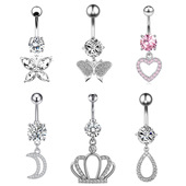 亚马逊热卖 肚脐扣新款 跨境欧美穿刺脐钉不锈钢加铜饰电镀全新锆石