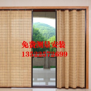 竹帘子家用商铺客厅隔断遮光防蚊门吸折叠推拉移门帘高档定制门帘