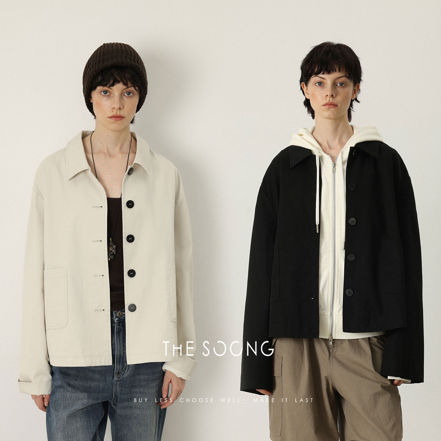 THESOONG/日杂外套 100%棉舒适肤感缎面翻领外套