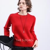 云端漫步山羊绒绵羊红色毛衣女2024新款 清仓福利 圆领套头慵懒