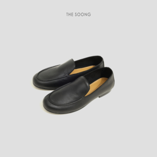 THESOONG/早春新品经典羊皮内里羊绒舒适低跟乐福皮鞋