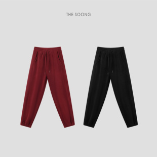 THESOONG/暖洋洋 御寒锁温摇粒绒保暖黑色弹力束脚休闲裤