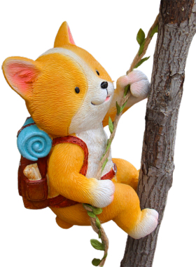 卡通创意柯基小狗幼儿园壁挂花园爬树挂管道民宿花架装饰花盆挂件