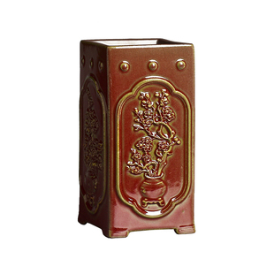 钧窑花盆创意复古中式兰花专用桌面造景绿植盆栽高款四方紫砂飘枝