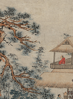 文徵明五月江深图复古书画挂轴山水国画高清宣纸微喷仿古复制装饰