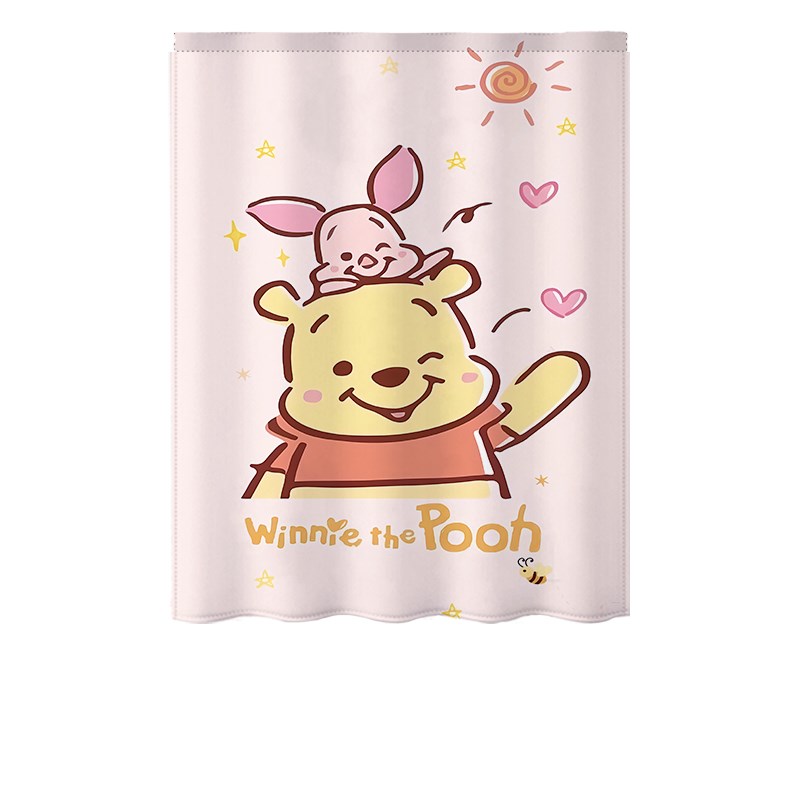 窗帘遮光2023新款免打孔安装魔术贴遮阳简易厨房防水卫生间维尼熊