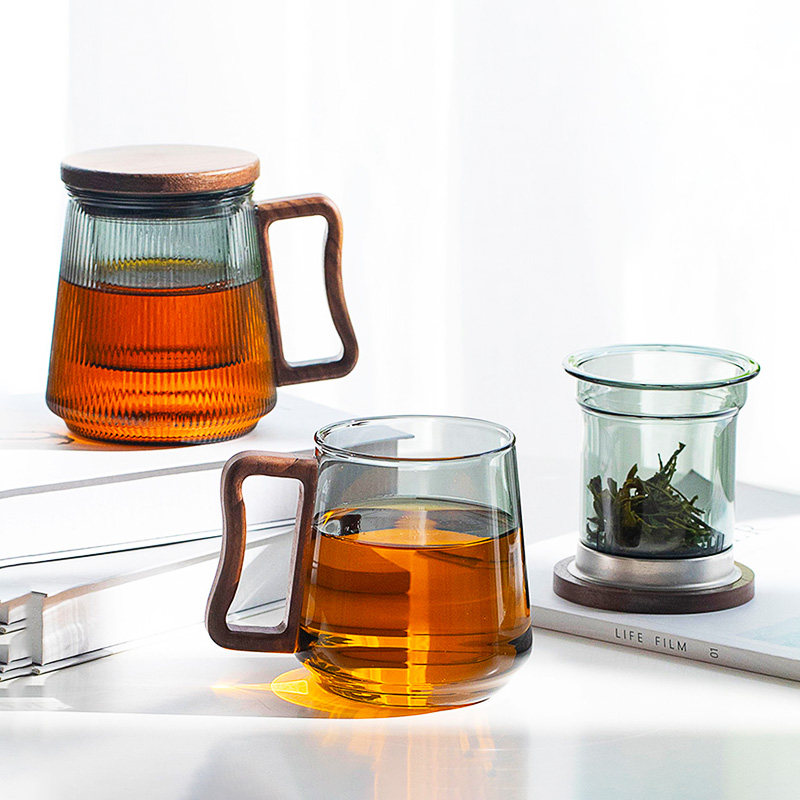 耐热玻璃杯泡茶杯茶水分离日式过滤水杯办公室大容量马克杯个人杯