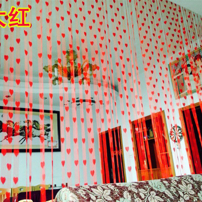韩式爱心线帘 加密客厅玄关隔断帘 婚庆帘子装饰窗帘卧室门帘成品
