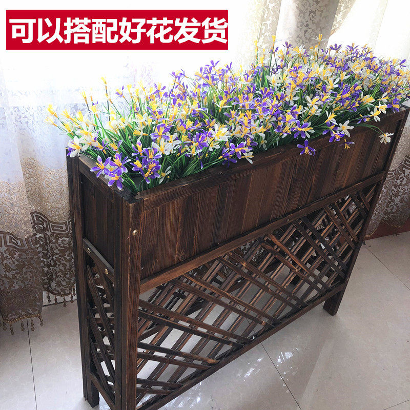 户外花箱防腐木实木网格花架隔断花槽酒店大型篱笆围栏栅栏花盆架