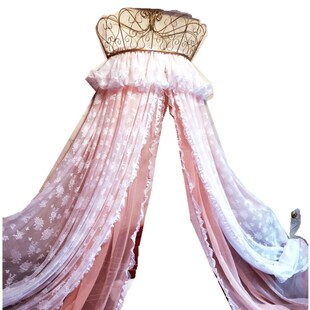 公主蕾丝床幔床头纱帐可爱粉蓝美容院民宿家用装饰背景纱韩式清新