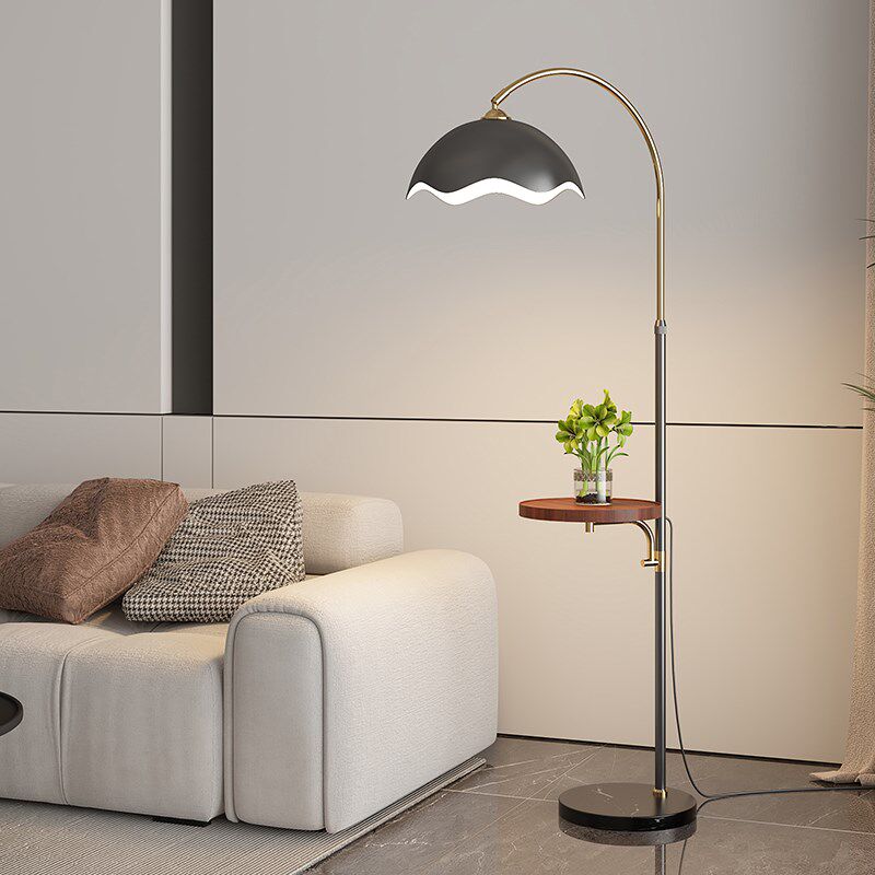 奶油风钓鱼灯落地灯客厅沙发边几置物高级感蛋壳氛围卧室床头台灯