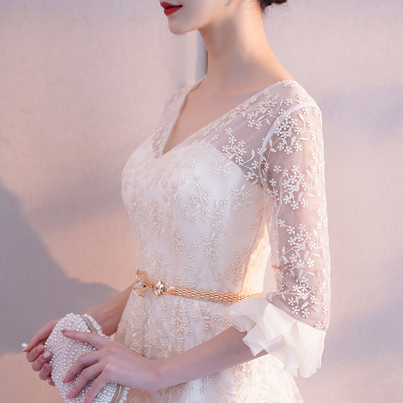 小晚礼服女2021新款秋冬宴会伴娘服蕾丝气质平时可穿姐妹团连衣裙