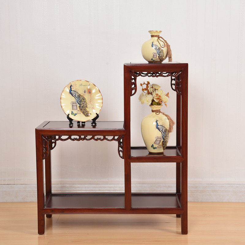 花架实木多层客厅中式榆木木制欧式木质花盆架子阳台落地式置物架