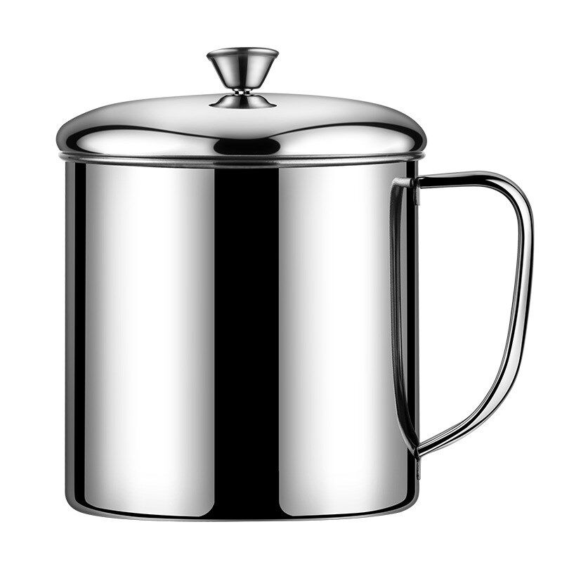 口杯304不锈钢带盖水杯茶杯茶罐幼儿园儿童带柄饮用杯小杯