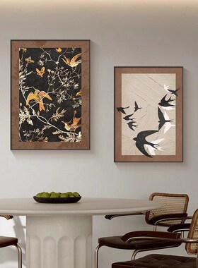 小众中古风桌面摆画餐厅饭厅挂画法式复古客厅沙发背景墙黑白壁画