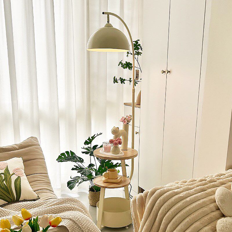 沙发旁边的落地灯卧室床头柜一体台灯带置物架客厅角落装饰氛围灯