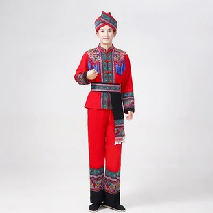 少数民族服装男士壮族瑶族舞蹈表演服男苗族彝族土家族演出服新款