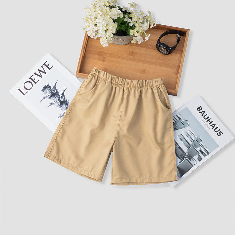 儿童卡其色休闲裤夏季短裤幼儿园男童女童五分裤深蓝色校服裤子