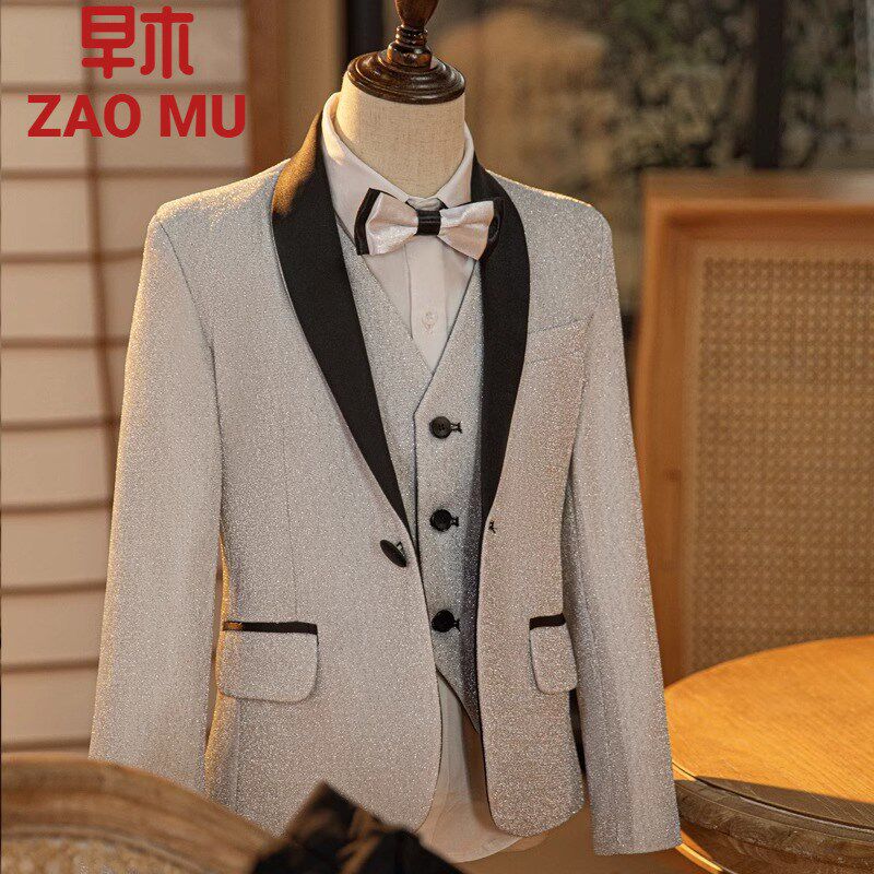 儿童西装套装单件外套男童花童礼服主持人钢琴演出服厚英伦风春季