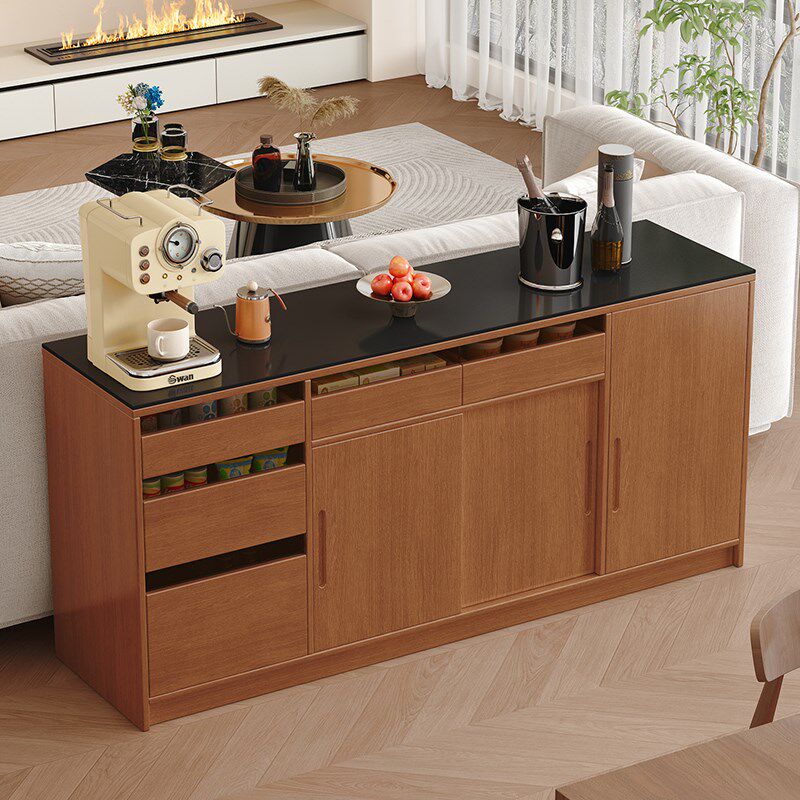 实木餐边柜靠墙一体储物柜子2025新款客厅收纳置物柜咖啡机茶水柜