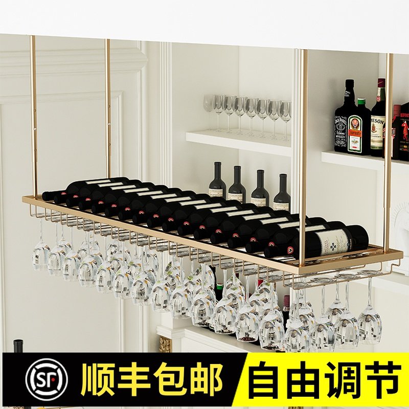 悬挂红酒杯架倒挂家用红酒架摆件酒吧台欧式酒架葡萄酒吊架酒杯架