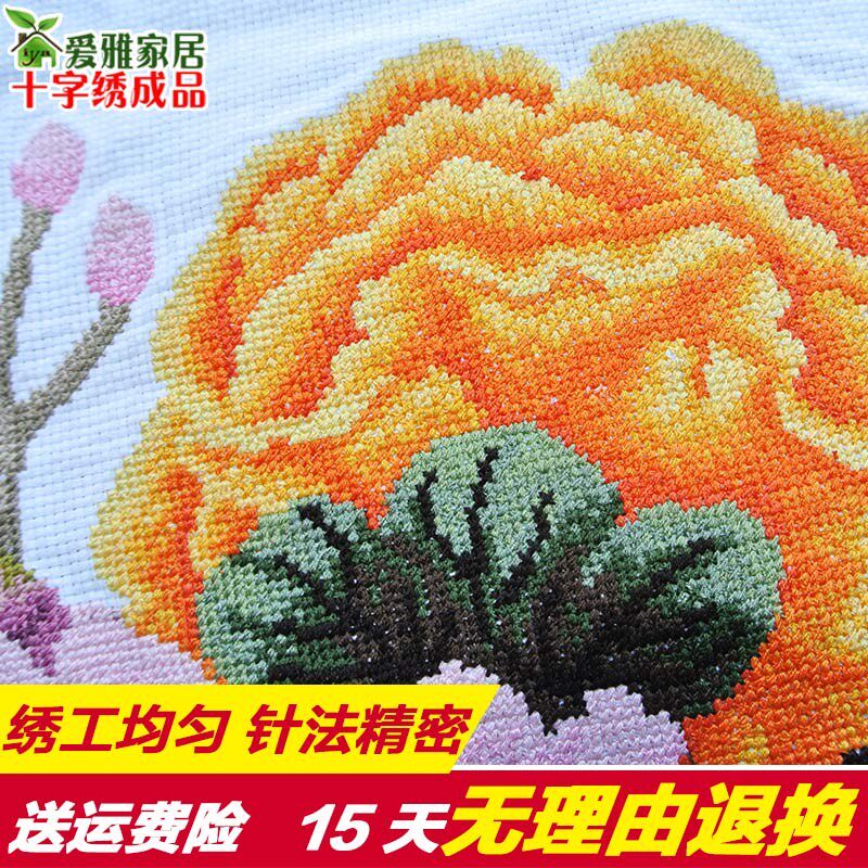 2021年新款线绣牡丹花开富贵十字绣成品机绣已绣好的出售客厅挂画