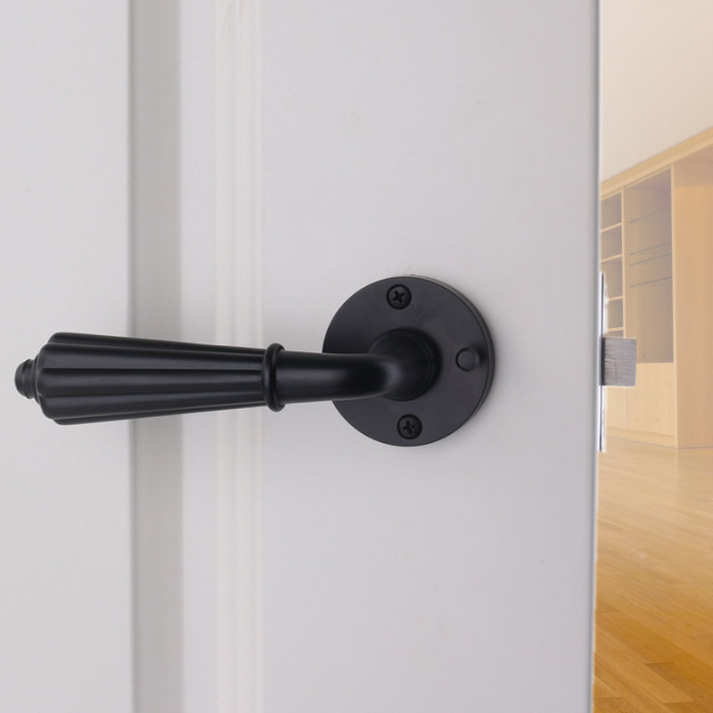 依佰利美式黑色门锁室内简约浴室锁仿古欧式金色卫生间静音房门锁