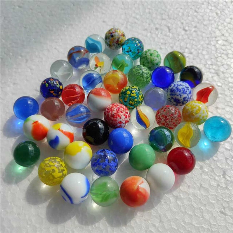 彩色溜溜弹珠跳棋子儿童怀旧玩具礼物16MM混合玻璃珠工艺装饰球25