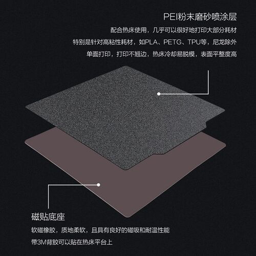 3d打印机配件热床PEI双面喷涂磁吸钢片含软磁弹簧Voron平台黑色