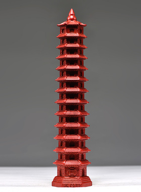 红色木质十三层文昌塔摆件纯木头13层9层九层装饰家居书房工艺品