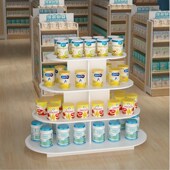 木制圆形货架堆头柜中岛柜展示架红酒展架鞋 店展示柜玩具精品展台