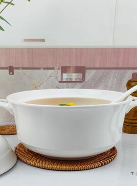 用景镇德双耳汤碗大号37451家带盖陶瓷大碗202富5新款汤盆贵煲