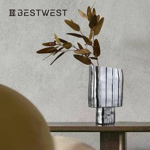 博西家居创意玻花摆件厅玄关瓶璃干花插DOC花器样板间电镀装饰客