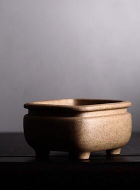 紫砂花盆tb-63757长形盆景盆收方口小正青新灰段品精工方唯珍花盆