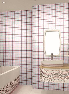 PC贴自墙纸防960水防潮格子厨房防油现代简约自贴粘壁纸耐高温V贴