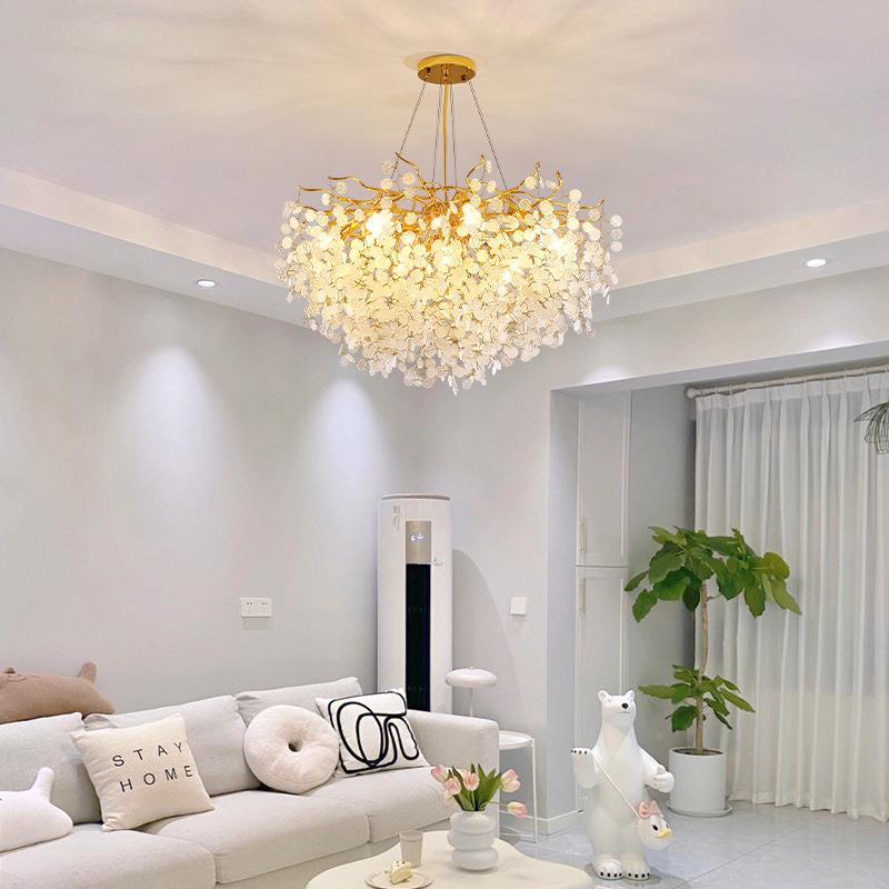 跨境新款餐厅吊灯气枝型简约大室法式轻水奢别墅豪华卧客699厅晶