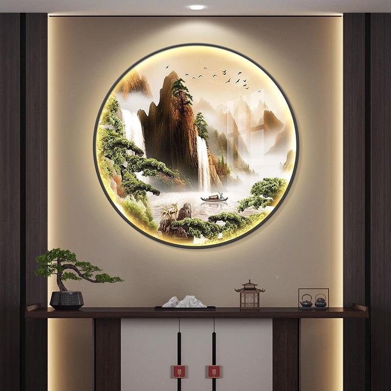 形led带灯圆玄关廊装饰画客厅走过财道挂画流水生茶室办公室VLX壁