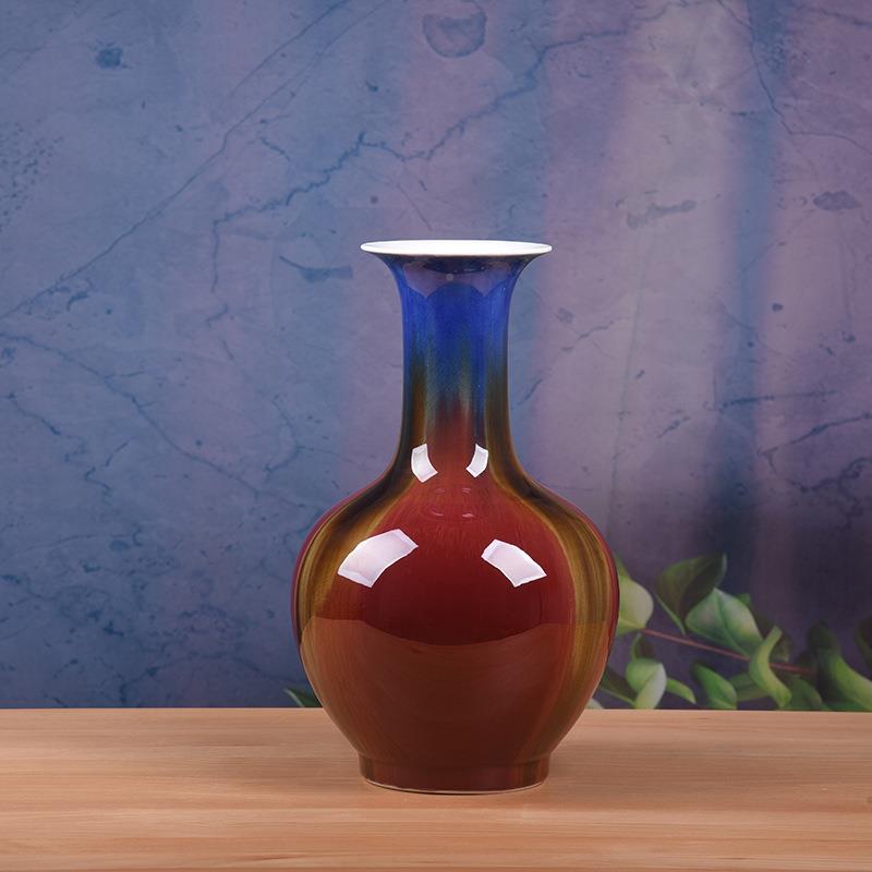 陶桌瓷花瓶工电艺品创意家居摆件窑变裂釉纹欧式RVB花器面视柜样