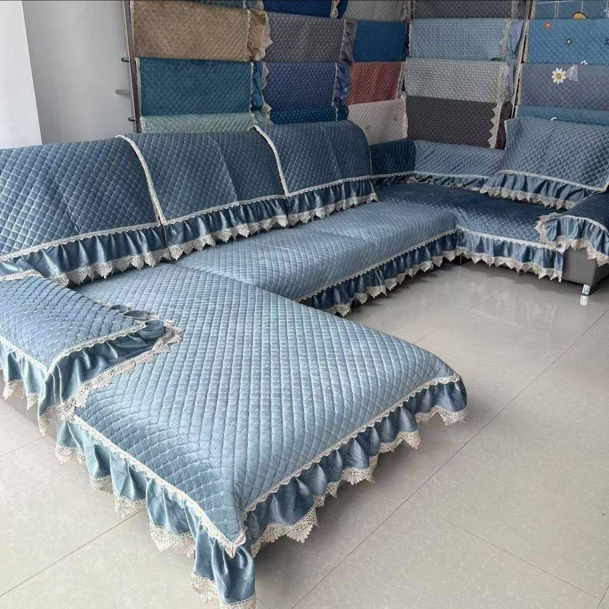 新沙发垫全套11pxx10036件左右贵三组合沙发套沙发通用大妃款u款